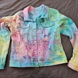 Girls Jean Jacket, Custom Tie Dye Size XL (14/16)